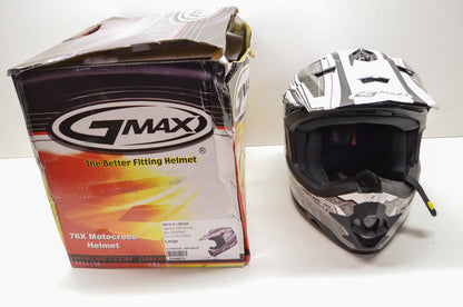 Gmax 860308-B, G3768436, 72-6837L Black White Biographic Off Road TC-15 Helmet L