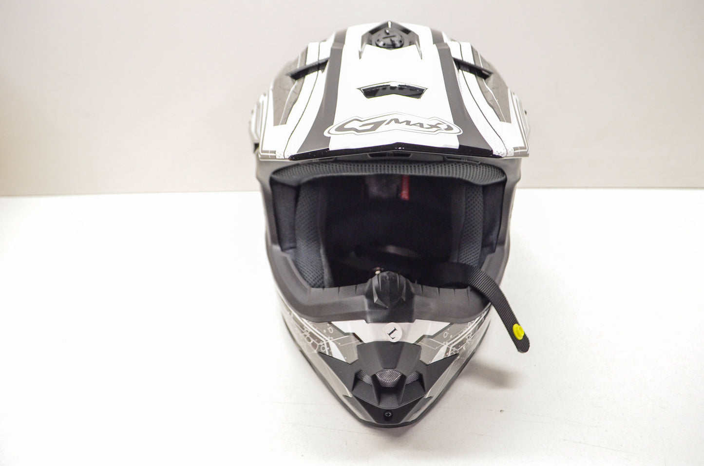 Gmax 860308-B, G3768436, 72-6837L Black White Biographic Off Road TC-15 Helmet L