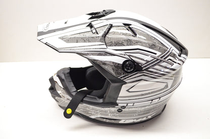 Gmax 860308-B, G3768436, 72-6837L Black White Biographic Off Road TC-15 Helmet L