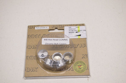 New Highway Hawk Chrome M8 Hex Bolt Covers 5Pk 12mm