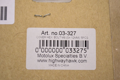 New Highway Hawk Chrome M8 Hex Bolt Covers 5Pk 12mm