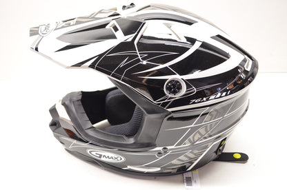 Gmax 3761245, 809305-P, 72-6801M Black White Silver Player Graphic Off Road Helm