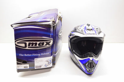 Gmax 814480-B, 846210, 72-6603YS White Blue Off Road Core TC-1 Helmet Youth Smal