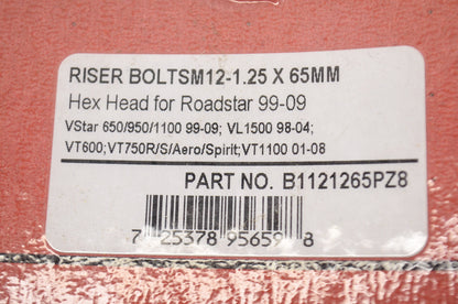 Accessories Riser Bolt Set M12-1.25 x 65mm Roadstar Vstar VL VT NOS