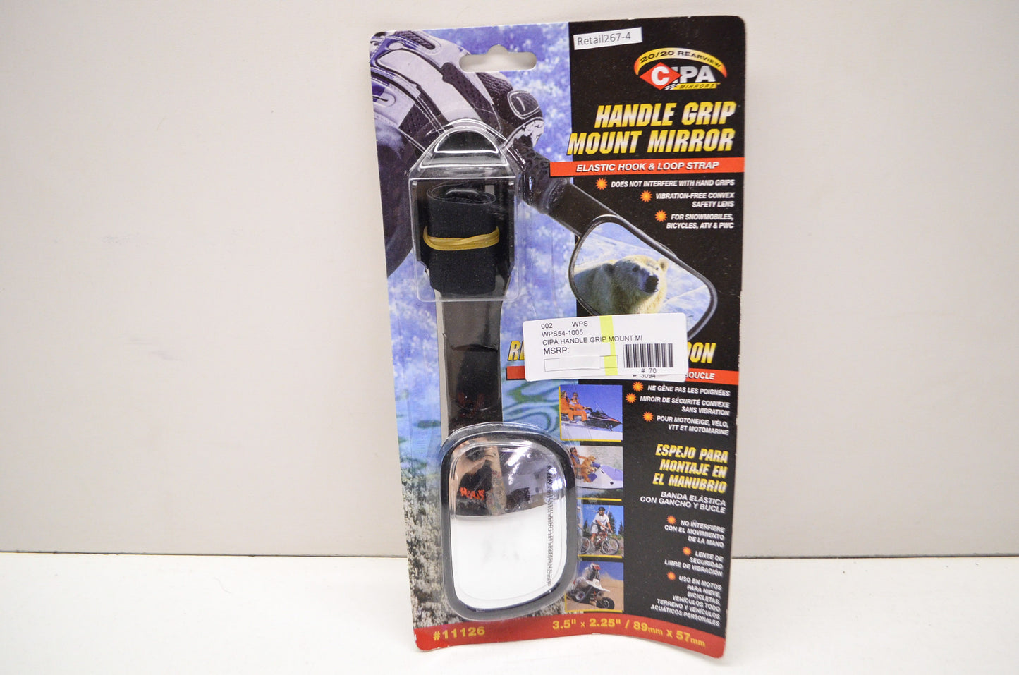 CIPA 11126, 54-1005 Handle Grip Mount Mirror 3.5'x 2.25' NOS