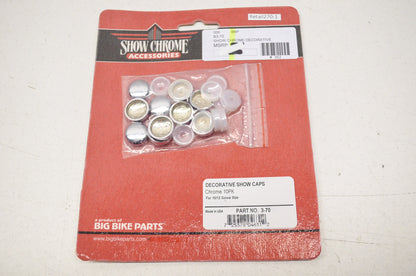 New Show Chrome Decorative Show Caps 10 Pack For 10/12 Screw Size