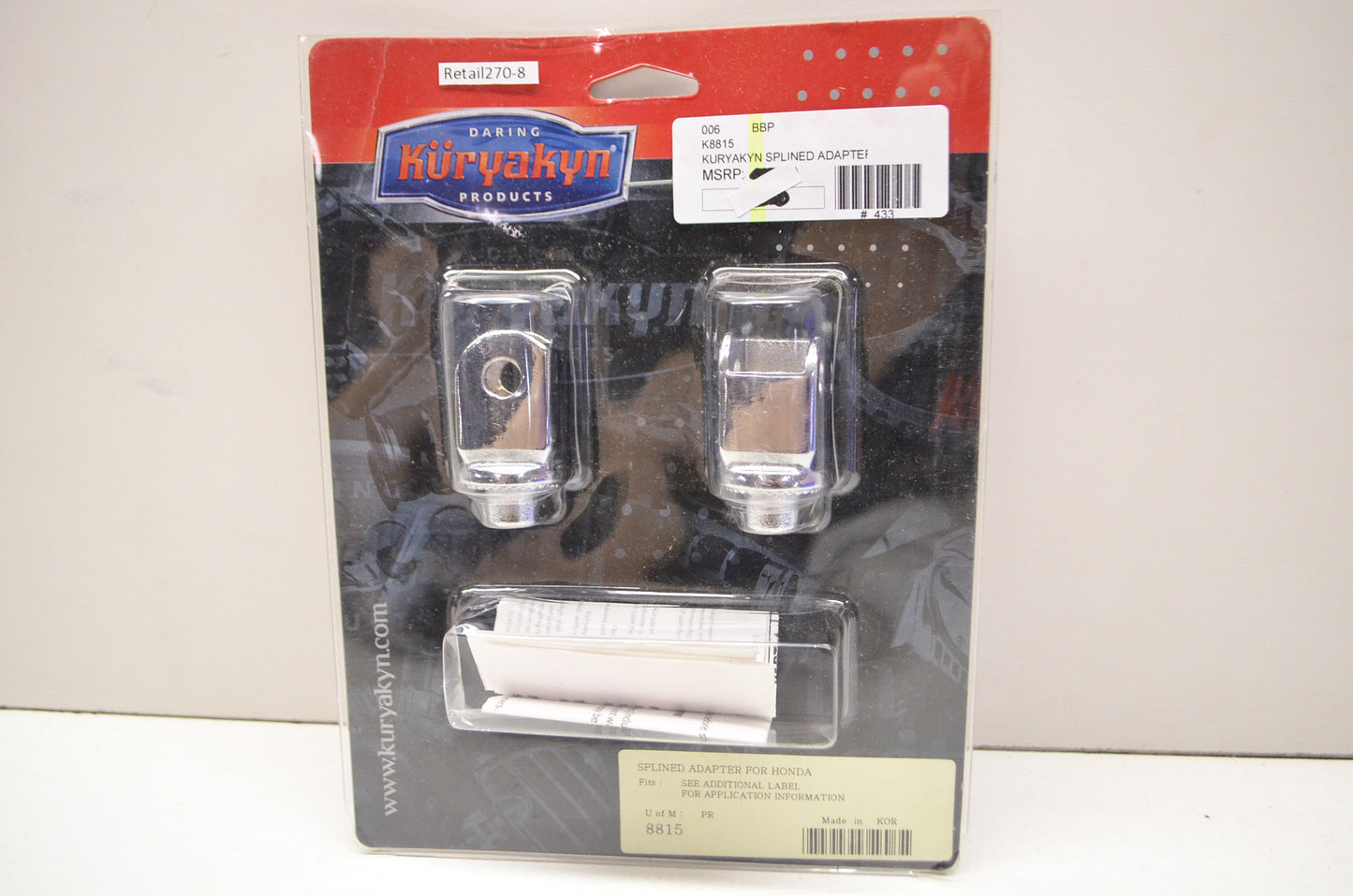New Kuryakyn Splined Adapter Honda Spirit Shadow Magna VLX Furst VTX