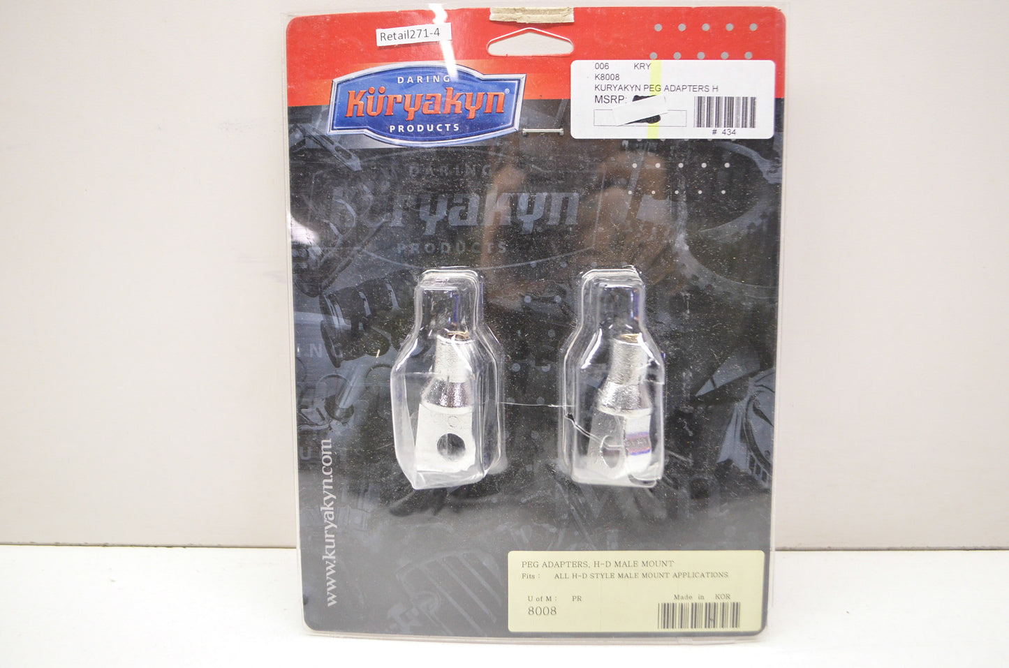 New Kuryakyn Peg Adapter Set Harley Davidson Male Mount Application Kit NOS
