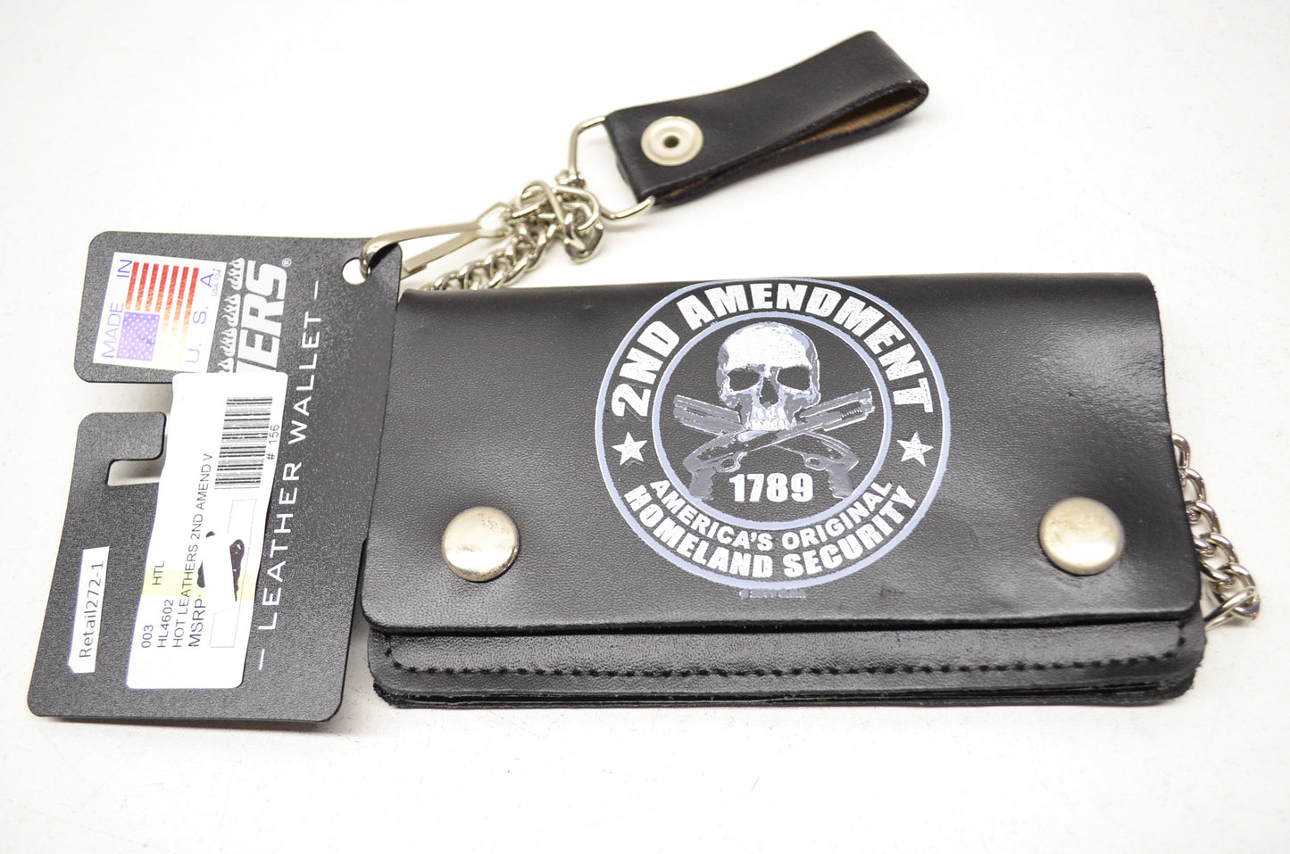 New Hot Leathers 2nd Amendment 1789 Homeland Security Bifold Wallet