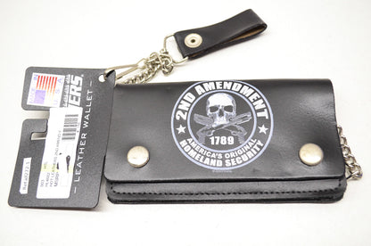 New Hot Leathers 2nd Amendment 1789 Homeland Security Bifold Wallet