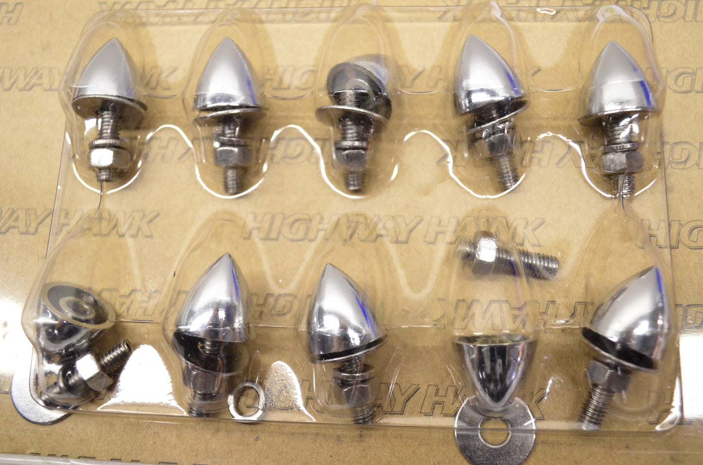 New Highway Hawk Plain Bullet Nuts 10 Piece Kit