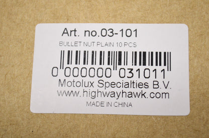 New Highway Hawk Plain Bullet Nuts 10 Piece Kit