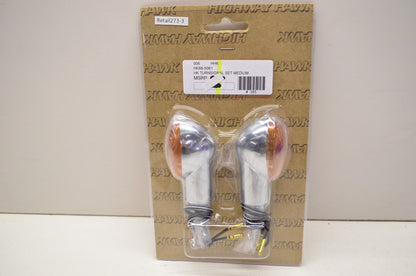 New Highway Hawk Medium Chrome Cat Eye Turn Signal Set