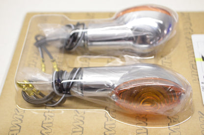 New Highway Hawk Medium Chrome Cat Eye Turn Signal Set