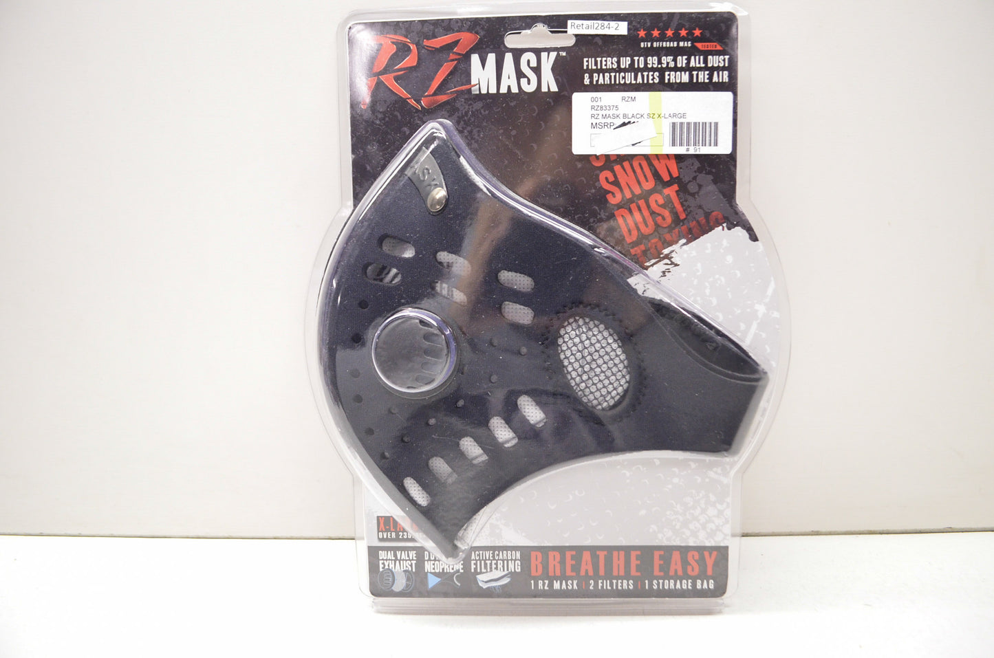 New RZ Mask Black XL Mask W/ Filters & Storage Bag