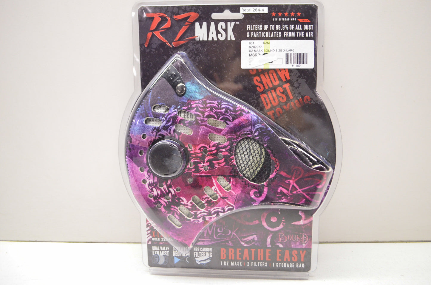 New RZ Mask Bound XL Mask Over 235Lbs W/ Filters & Storage Bag