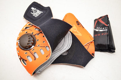 New RZ Mask Orange Regular Sz Sentless Hunting Mask W/ Filters & Storage Bag