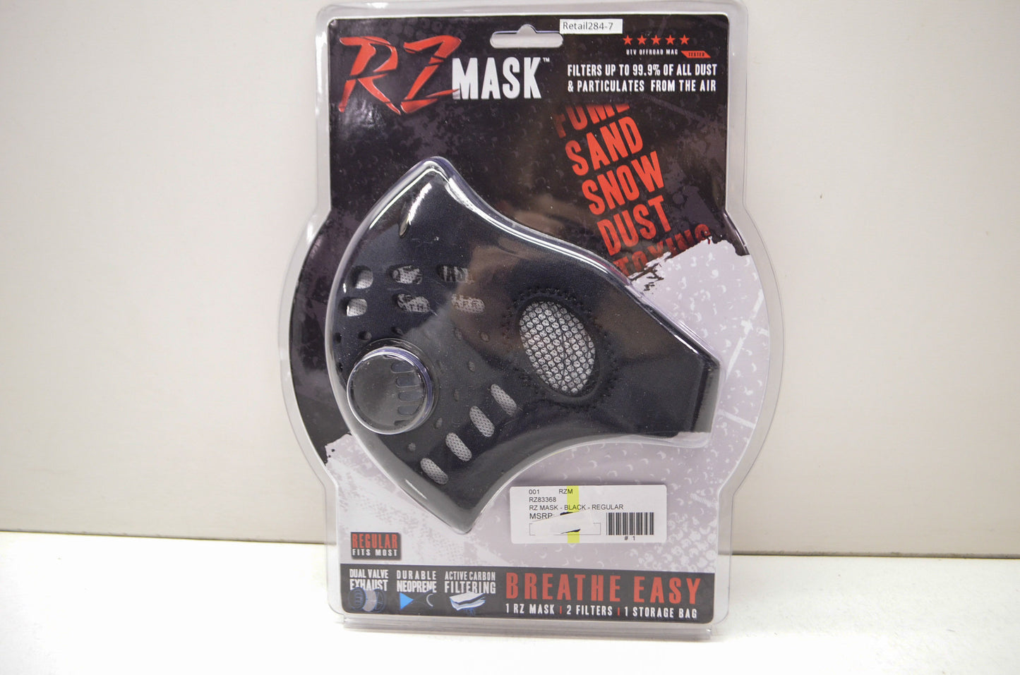 New RZ Mask Black Regular Sz Mask W/ Filters & Storage Bag