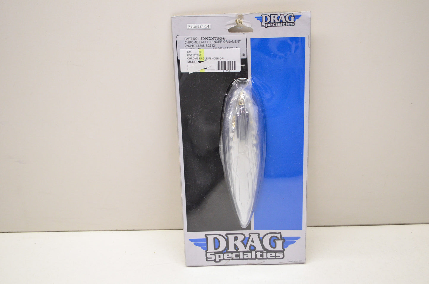 New Drag Specialties Chrome Eagle Fender Ornament W/ Gold Detailing