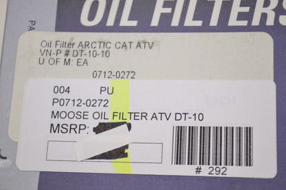 Moose Racing 0712-0272, DT-10-10 Replacement Oil Filter Arctic Cat ATV NOS