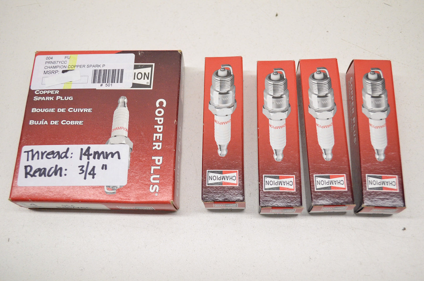 New Champion Copper Plus 954 Spark Plugs QTY 4 14mm 3/4' Reach