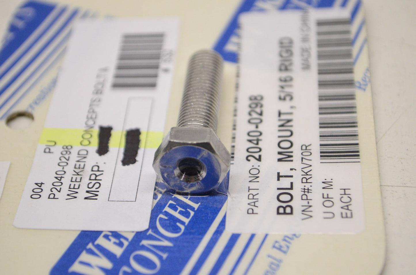 New Weekend Concepts Mount Bolt 5/16 Rigid