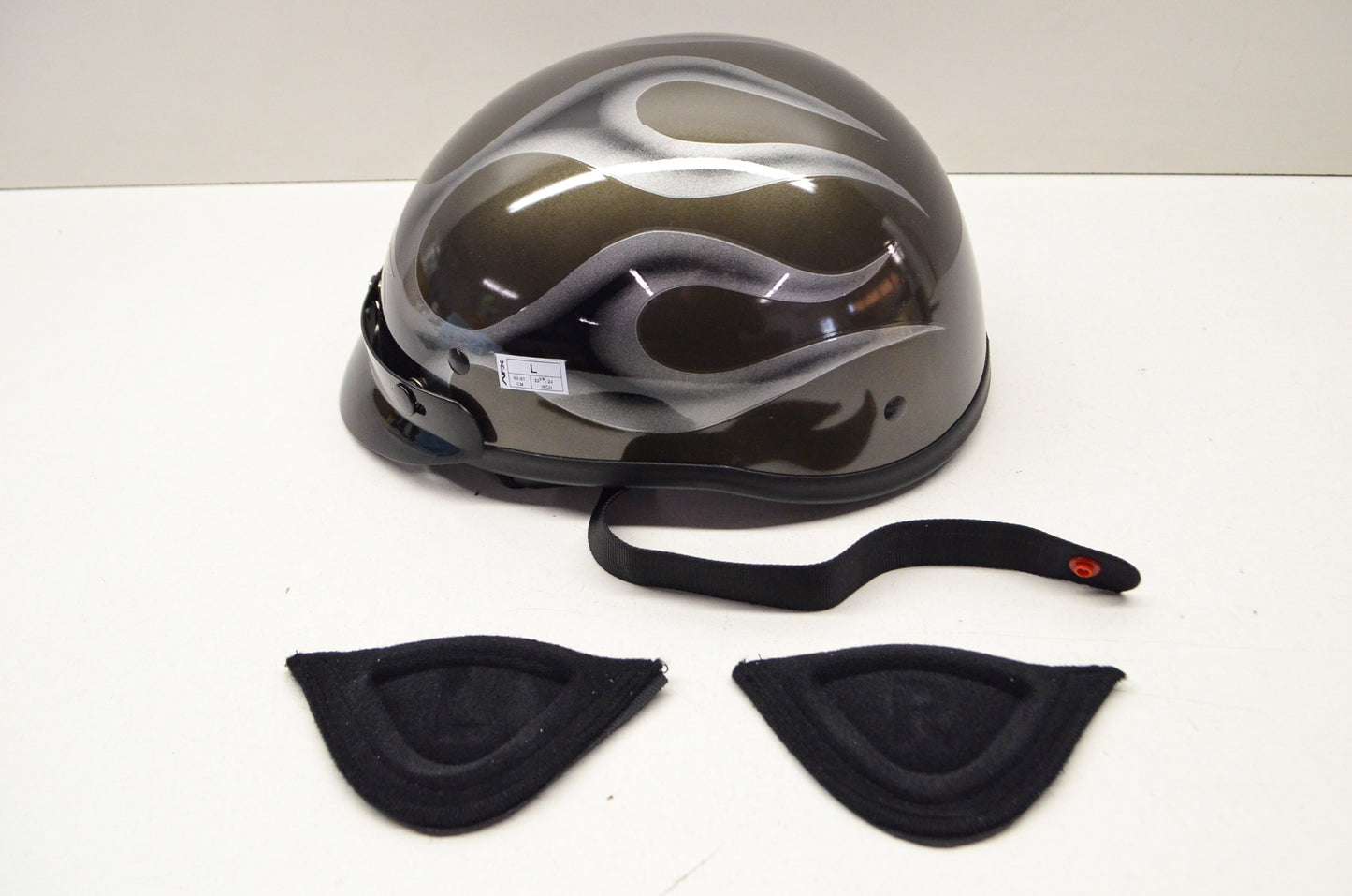 AFX 0103-0474, FX-70 Helmet Dark Silver & Black Flames Large 23.5/8-24in NOS