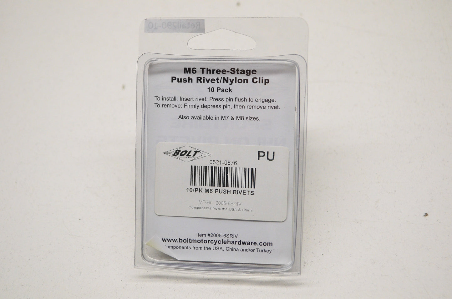 Sportbike Nylon Push Rivets Sz M6 10 Pack Qty 10 NOS