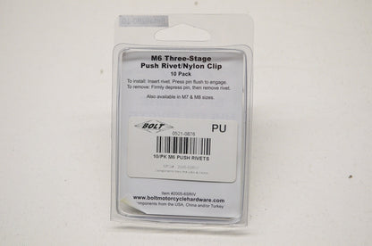 Sportbike Nylon Push Rivets Sz M6 10 Pack Qty 10 NOS
