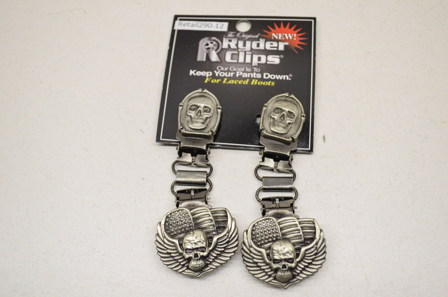 Front Boot Lace Clip Pair Skull & Bones NOS