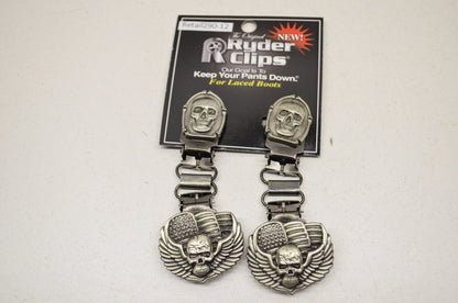 Front Boot Lace Clip Pair Skull & Bones NOS