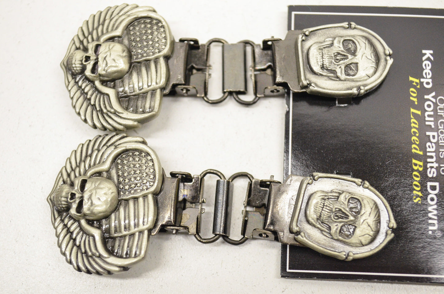 Front Boot Lace Clip Pair Skull & Bones NOS