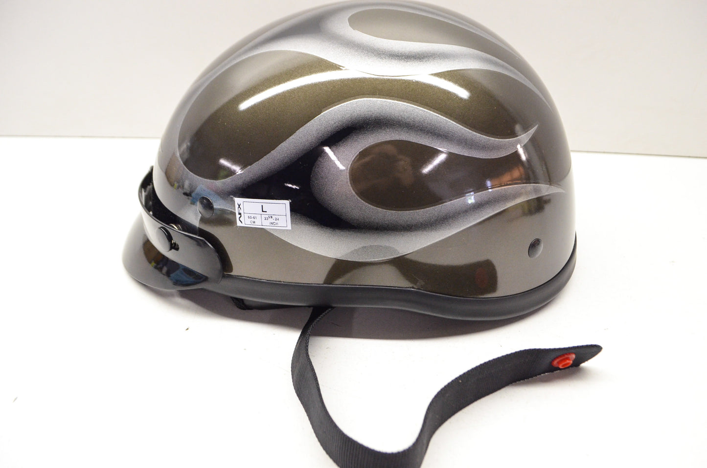 AFX 0103-0474, FX-70 Helmet Dark Silver & Black Flames Large 23.5/8-24in NOS