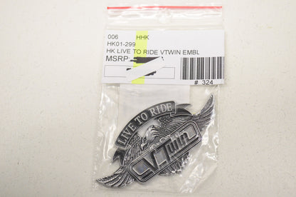New Highway Hawk Small Live To Ride V Twin Emblem 2.5x1.25in