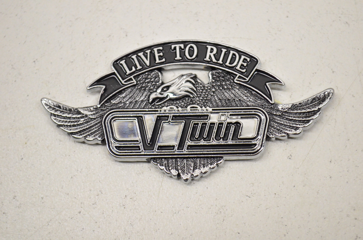 New Highway Hawk Small Live To Ride V Twin Emblem 2.5x1.25in