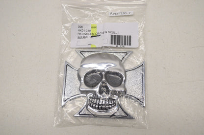 New Highway Hawk Large Cross & Skull Emblem 3x2.5in