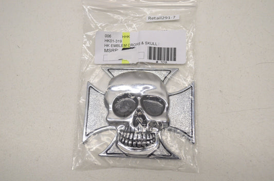 New Highway Hawk Large Cross & Skull Emblem 3x2.5in