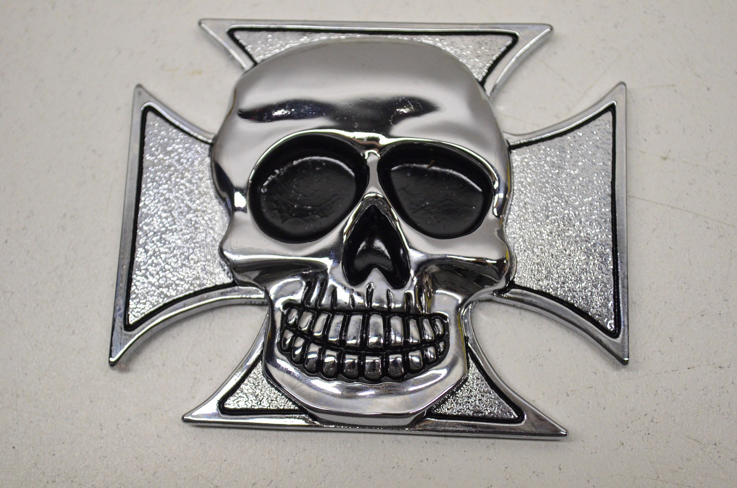 New Highway Hawk Large Cross & Skull Emblem 3x2.5in