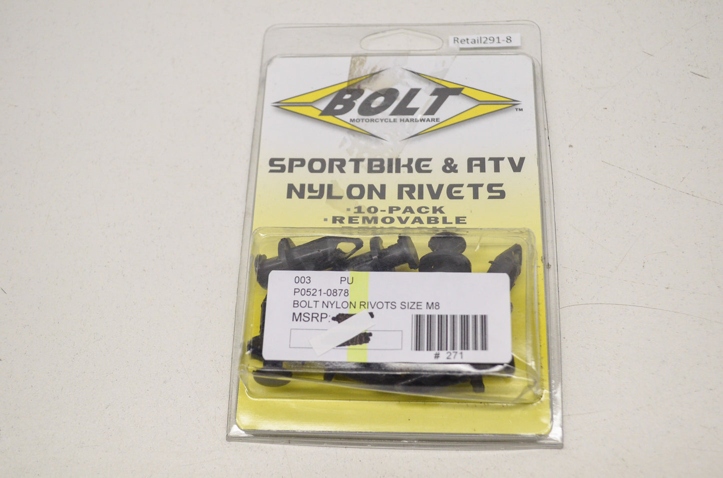 Sportbike & ATV Nylon Reusable Pry Rivets Sz M8 10 Pack 2005-Orriv NOS