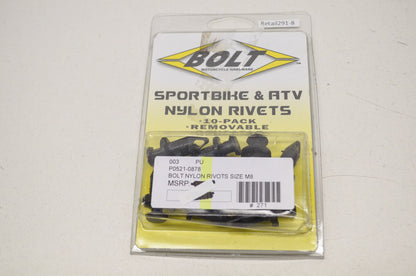 Sportbike & ATV Nylon Reusable Pry Rivets Sz M8 10 Pack 2005-Orriv NOS