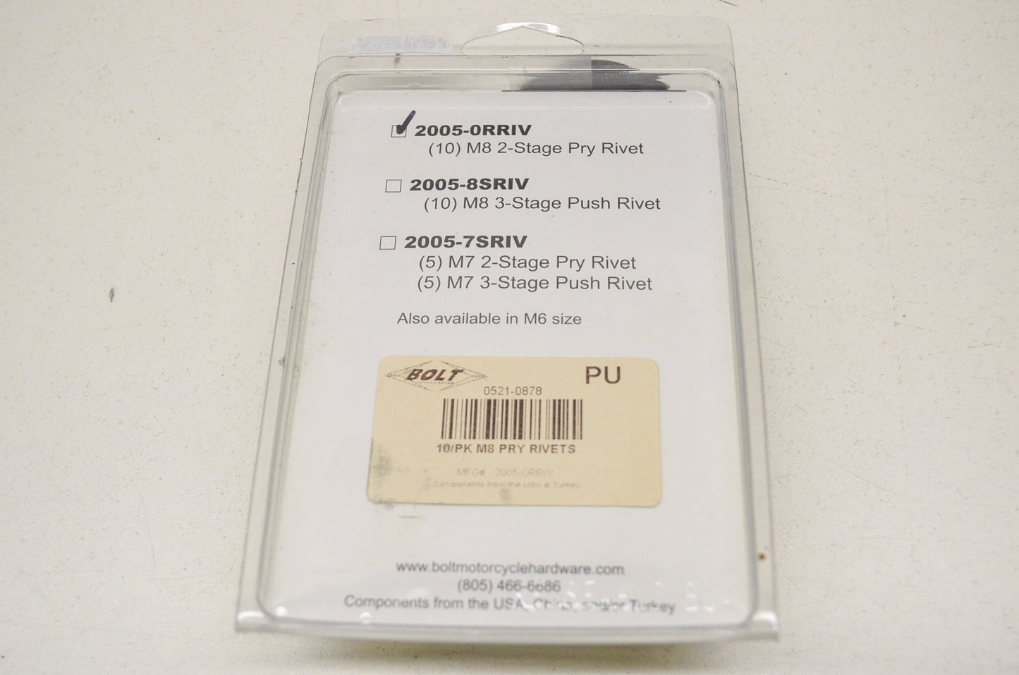 Sportbike & ATV Nylon Reusable Pry Rivets Sz M8 10 Pack 2005-Orriv NOS