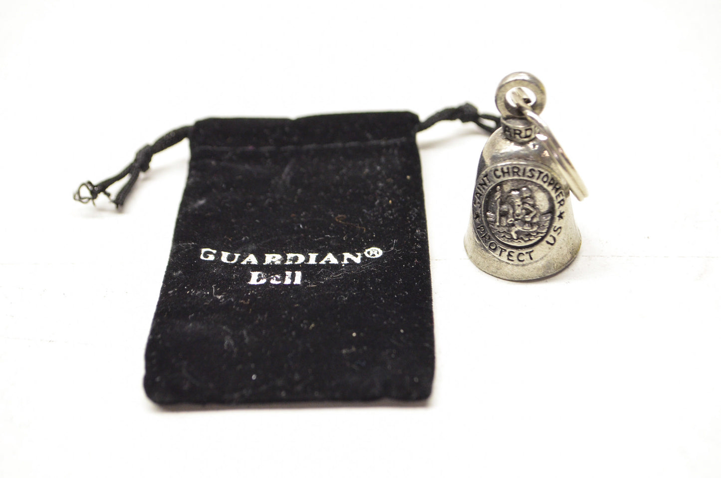 New Guardian Bell Saint Christopher Bell W/ Velvet Bag