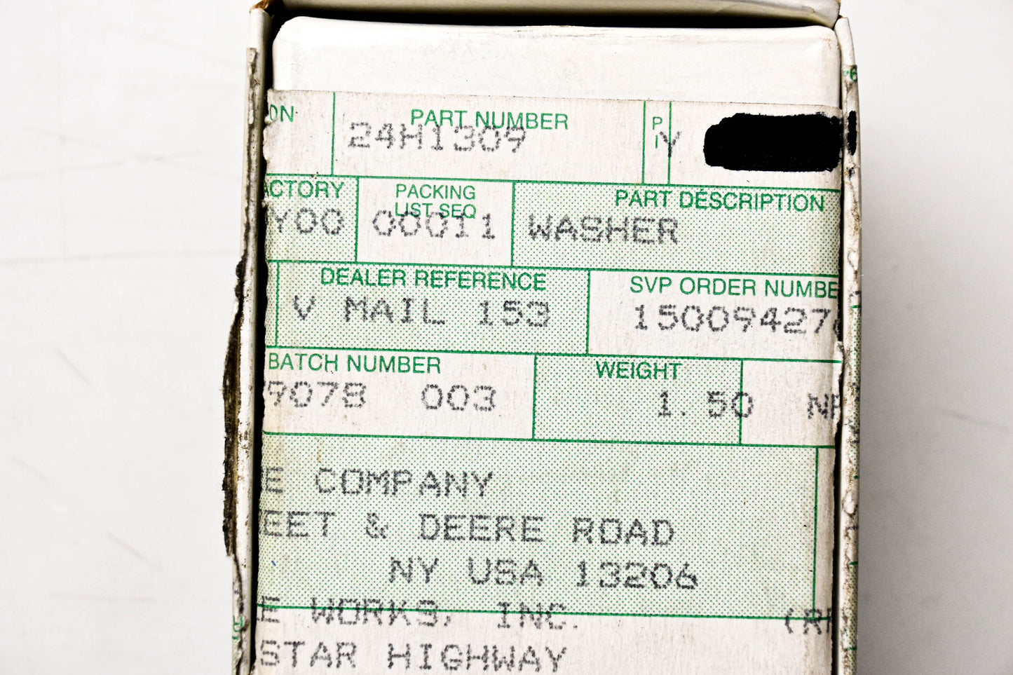 New OEM John Deere 24H1309 Washer NOS