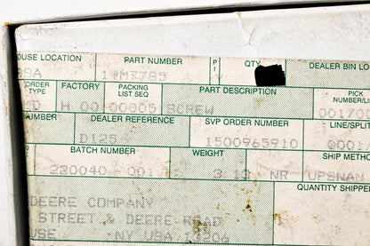 New OEM John Deere 19M7785 Screw NOS