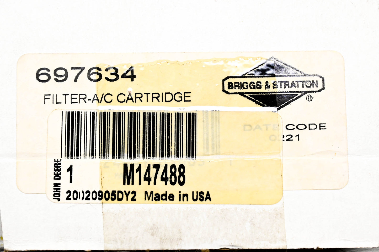 New OEM Briggs & Stratton 697634, M147488 Cartridge Filter NOS