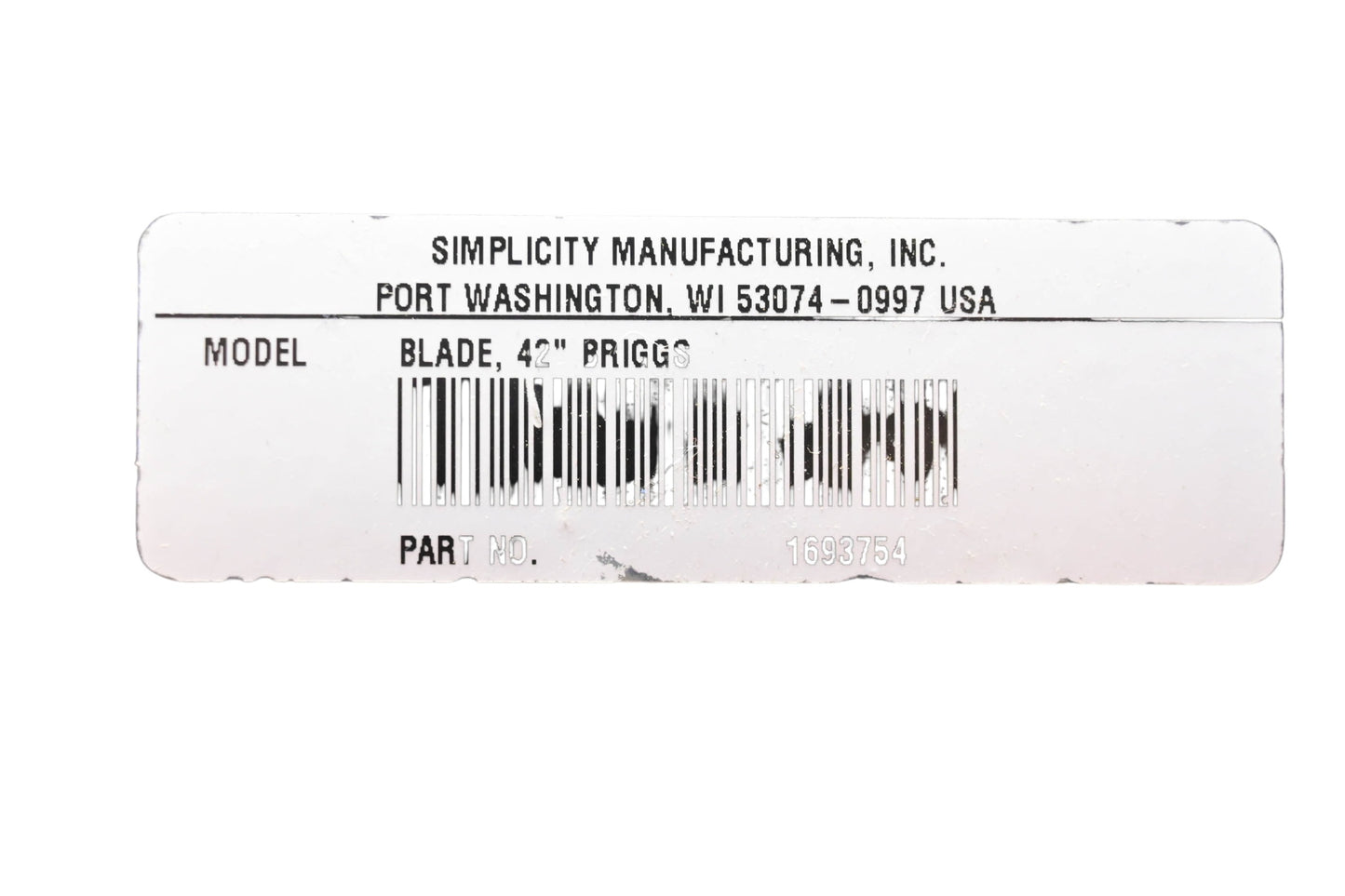Simplicity Manufacturing 1693754, 1694147 Blade 42" & Hitch NOS