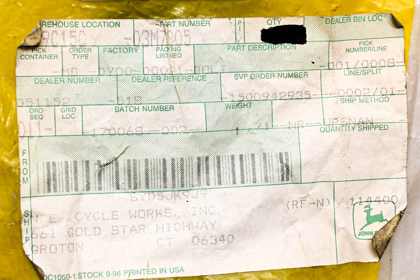 New OEM John Deere 03M7305 Bolt NOS