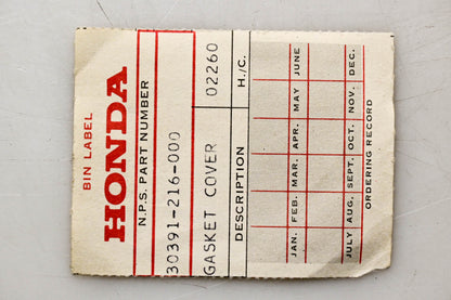 New OEM Honda 30391-216-000 Cover Gasket NOS