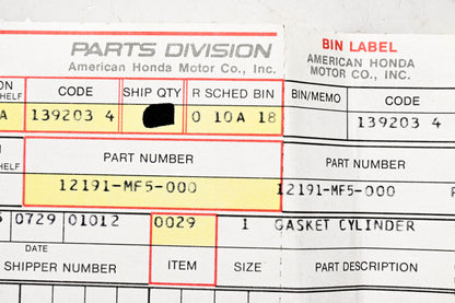 New OEM Honda 12191-MF5-000 Cylinder Gasket NOS