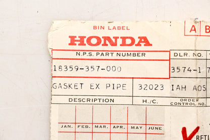 New OEM Honda 18359-357-000 Exhaust Gasket NOS